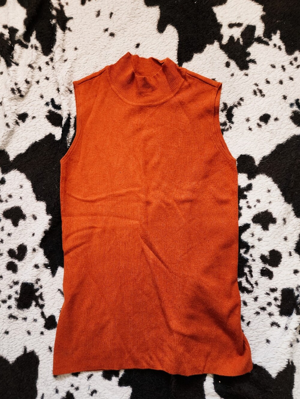 "ADDITIONS BY CHICOS" WOMEN'S Y2K TURTLE NECK SLEEVELESS TANK - PUMPKIN